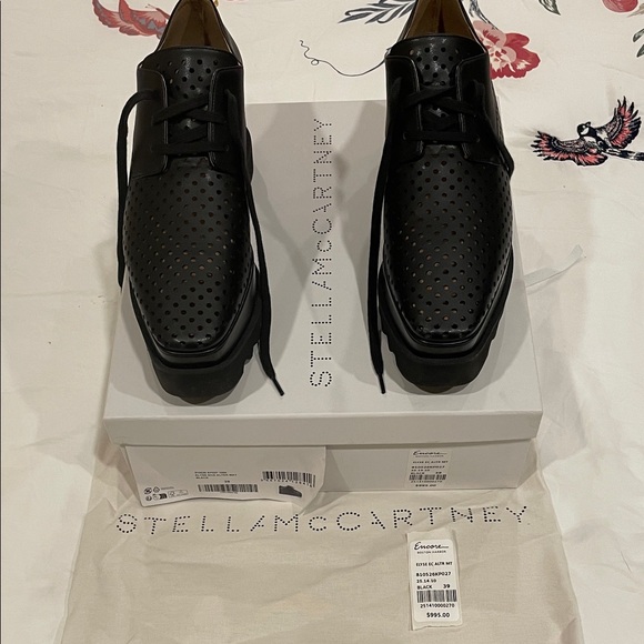 Stella McCartney Elyse Perforated Black Platforms - Picture 2 of 11
